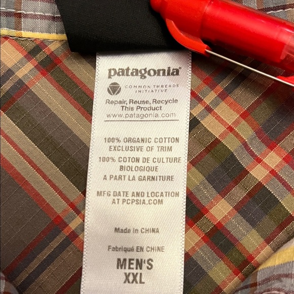 Patagonia Men's Yellow and Brown Plaid Shirt XXL - Picture 5 of 10
